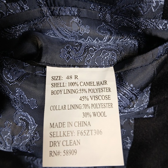 Turnbury Men's 48R Camel Hair Blazer Sport Coat 100% Camelhair Navy Blue Paisley - Picture 4 of 7